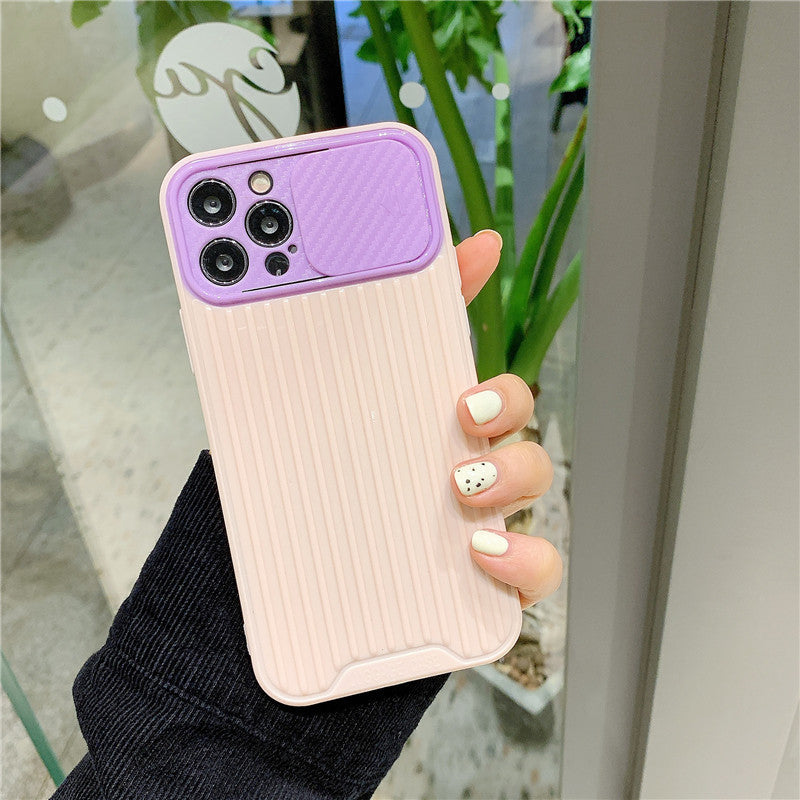 Push-pull Slide Cover Color Contrast Soft Shell Anti-drop Mobile Phone Case