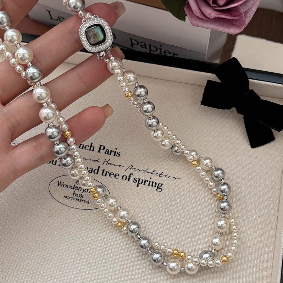 Micro-Inlaid Square Double-Layer Necklace