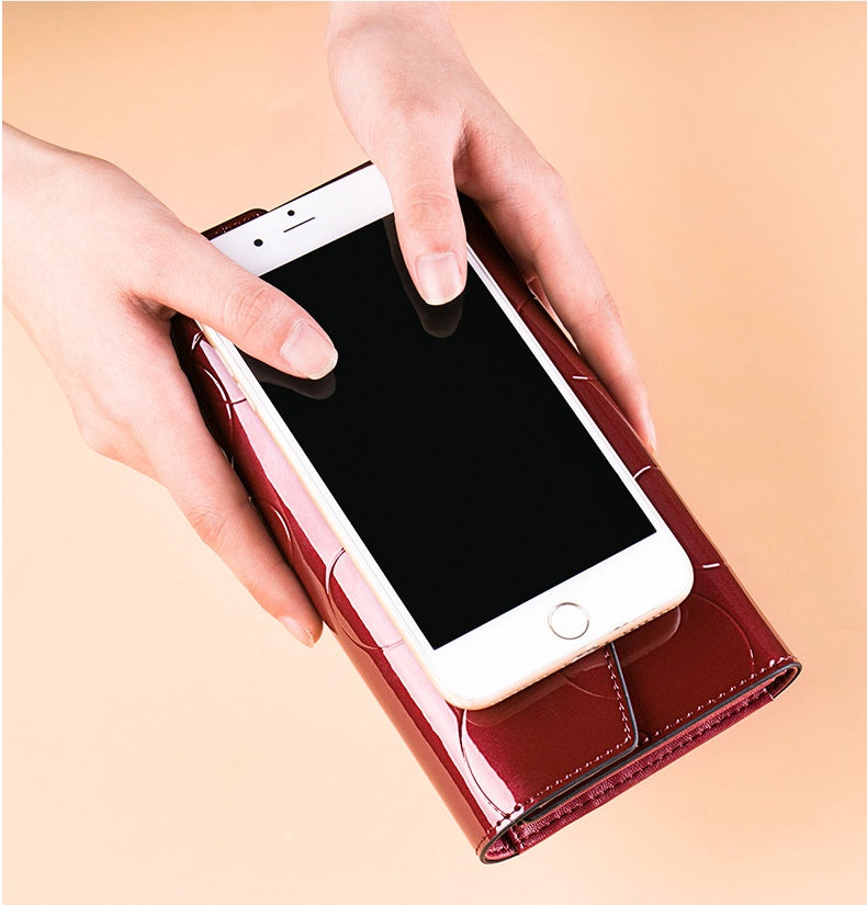Women's Real Leather Long Large Capacity Wallet Clutch Bag