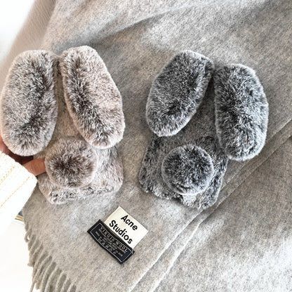 Simple Winter Warm Rabbit Plush Phone Case