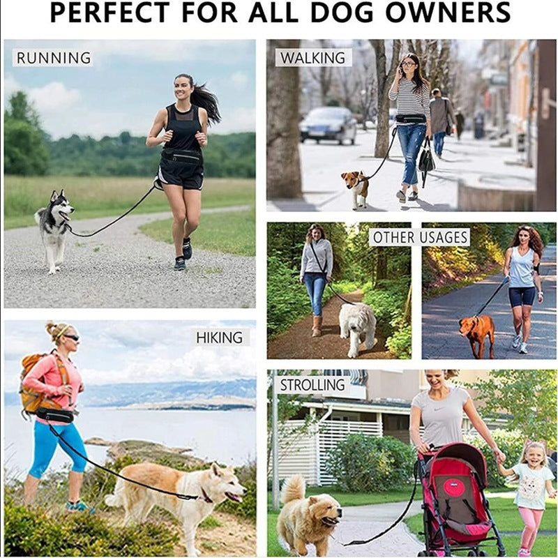 Hands-Free Bungee Dog Leash with Storage