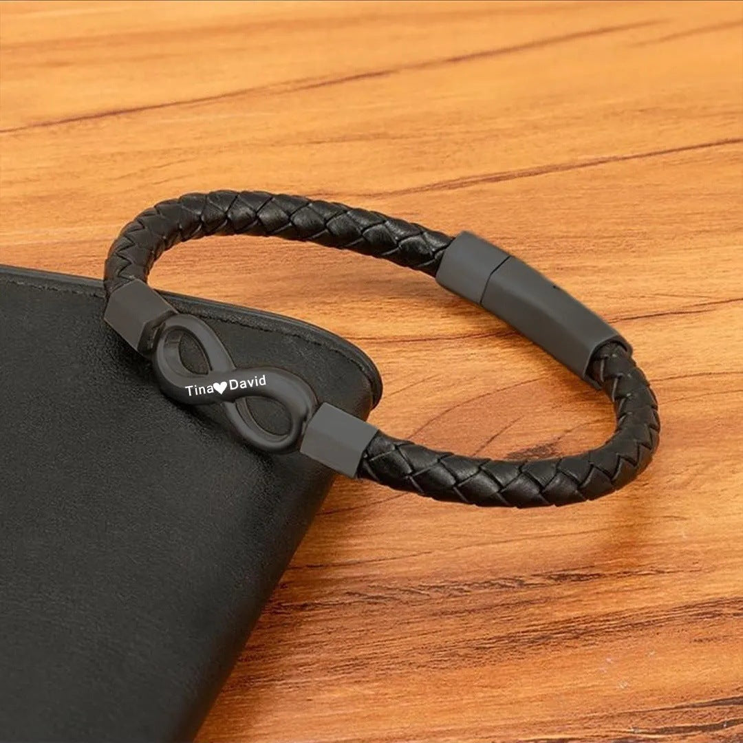 Custom Names Infinity Leather Bracelet