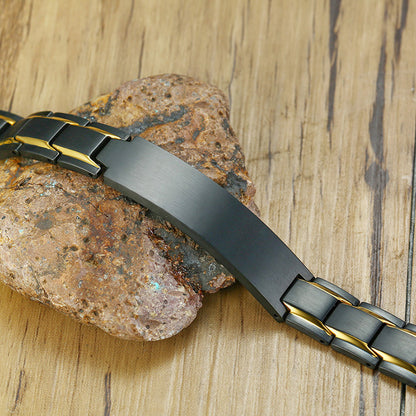 Custom Engraved Black Matte Chain Bracelet for Men