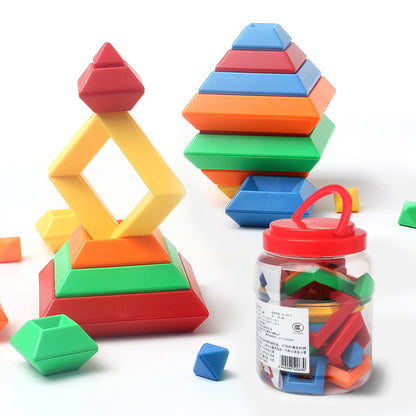 Kids Rainbow Wooden Jenga – Montessori Educational Toy