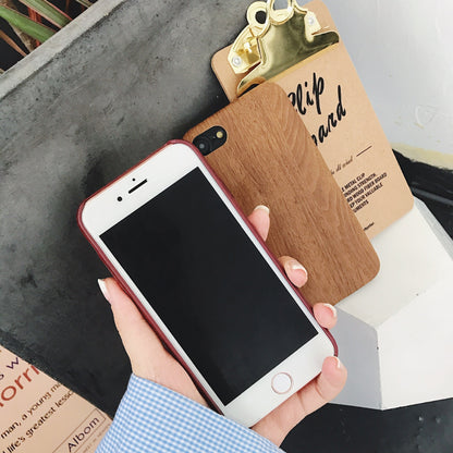 Ultra-Thin Wooden Grain Phone Case – Soft Leather & Durable Cover