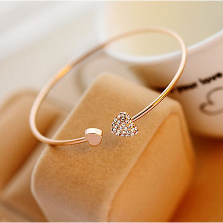 Korean Full Diamond Heart-Shaped Love Bracelet