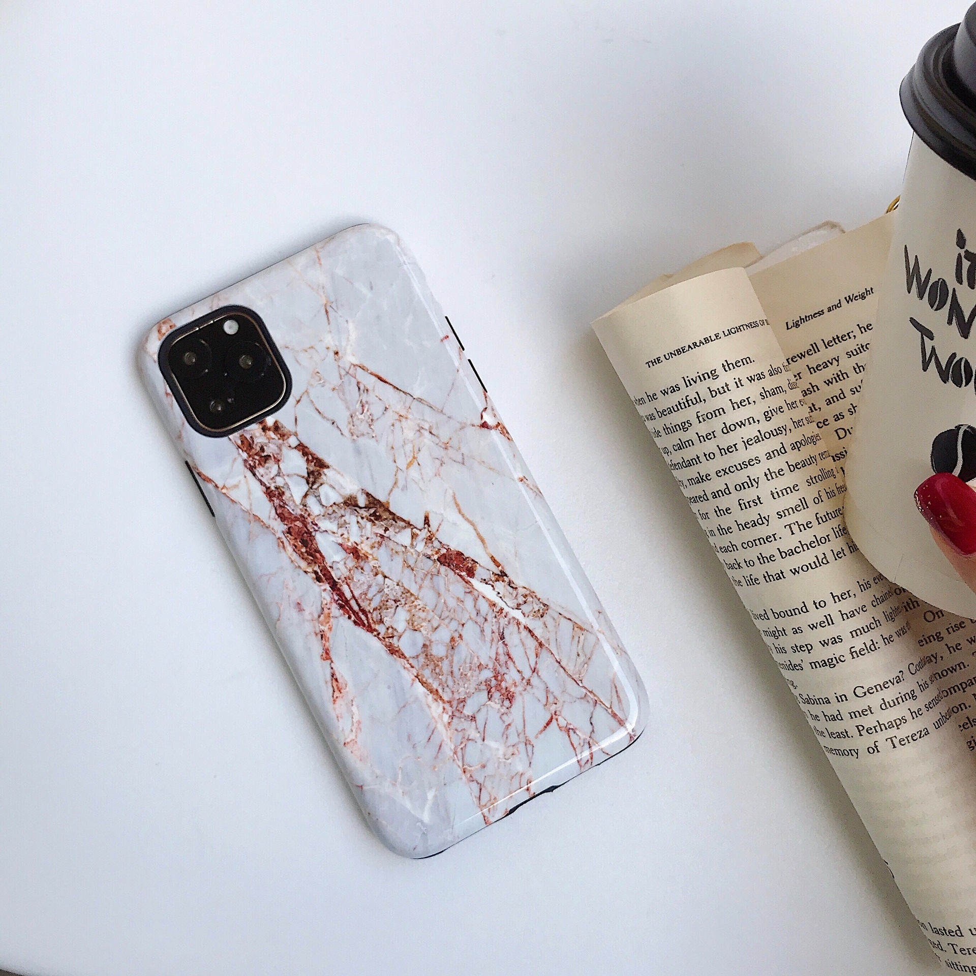 Silicone PC Double Marble Luxury Shell
