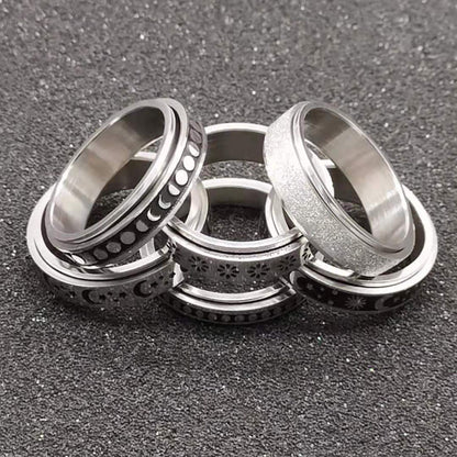 Stainless Steel Spinner Ring – Moon & Stars Anxiety Relief