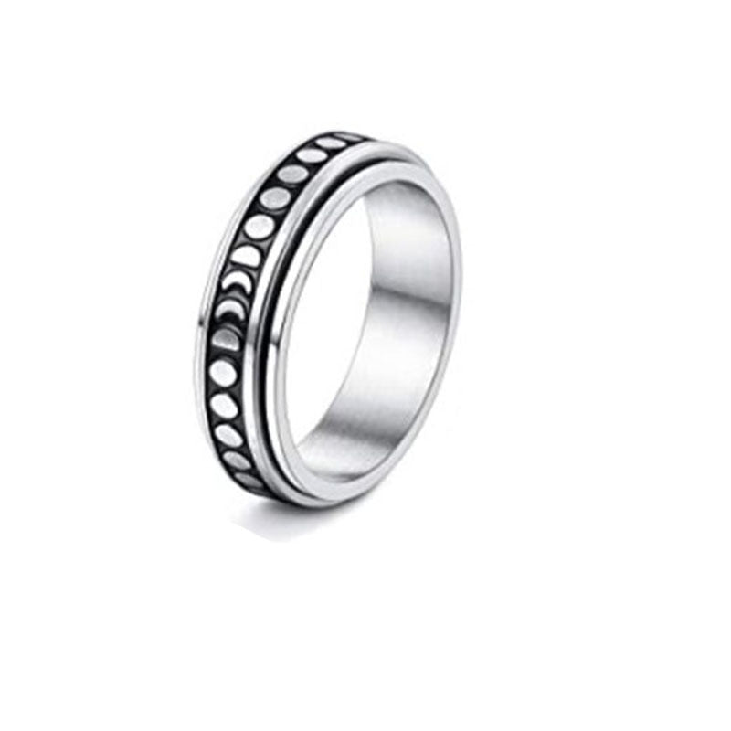 Stainless Steel Spinner Ring – Moon & Stars Anxiety Relief