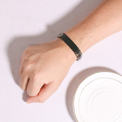 Custom Engraved Black Matte Chain Bracelet for Men