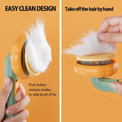 Pet Pumpkin Brush – Self-Cleaning Slicker for Dogs, Cats, and Rabbits
