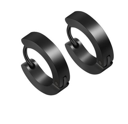 SI ME Punk Black Hoop Earrings Unisex Jewellery