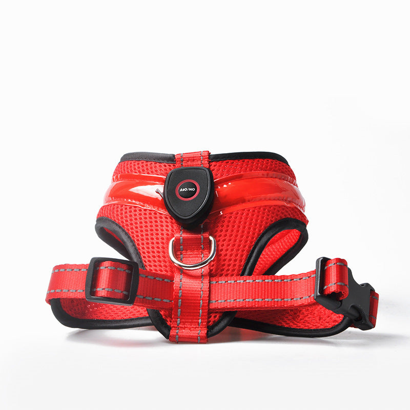 LED Dog Harness - USB Rechargeable Reflective Chest Strap for Large Dogs