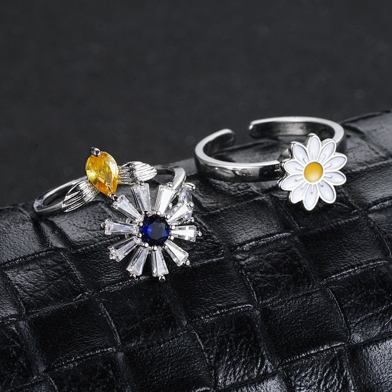 Turnable Fidget Spinner Flower Ring for Women