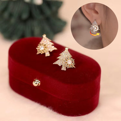 Rotatable Christmas Tree Rhinestone Earrings