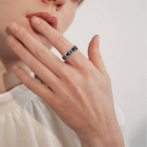 Stainless Steel Spinner Ring – Moon & Stars Anxiety Relief