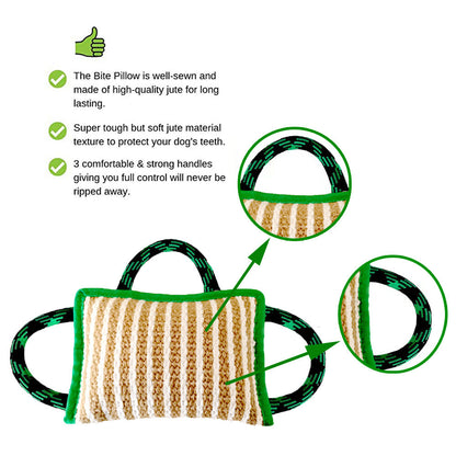 Dog Jute Bite Pillow With 3 Strong Handles