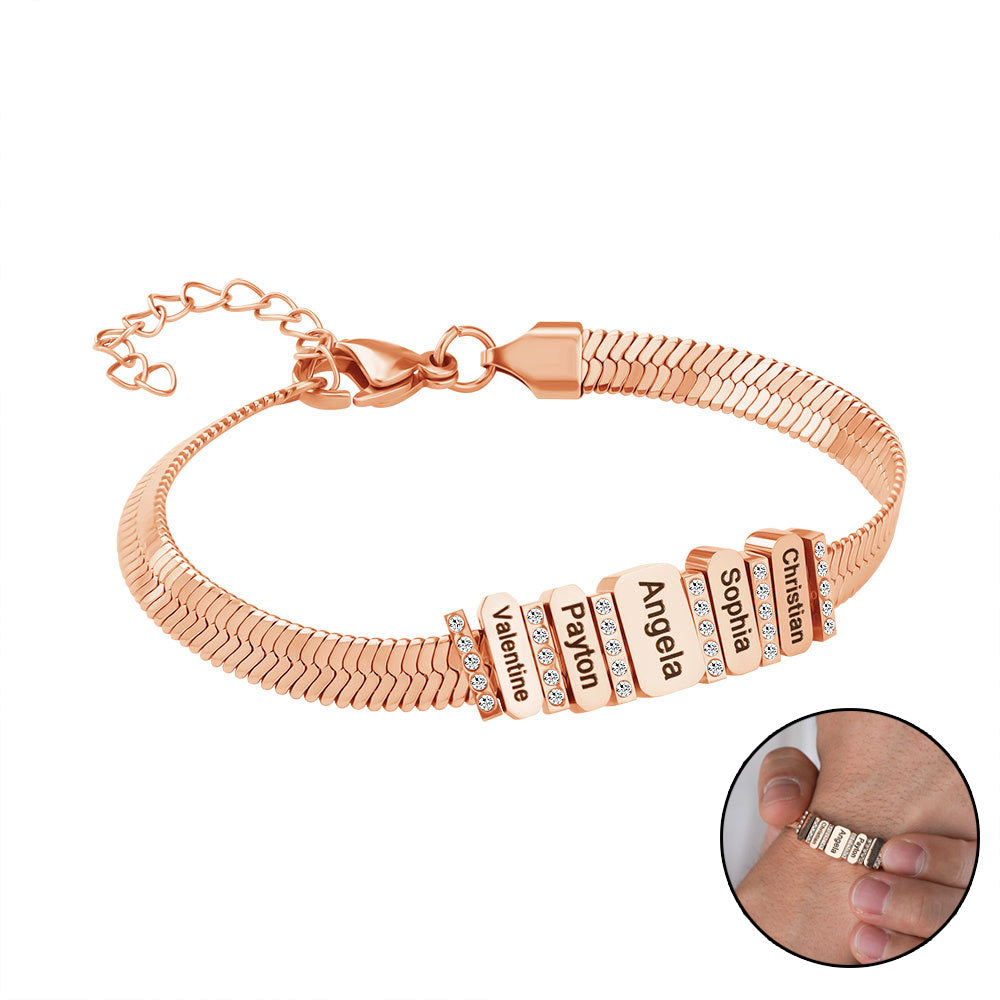 Custom Name Beaded Stainless Steel Bracelet Gift