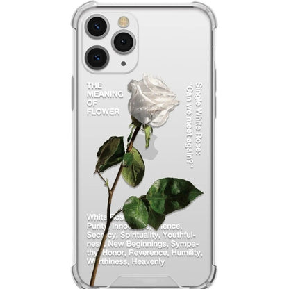 White Rose Branch Simple Transparent Mobile Phone Case