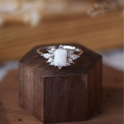 Simple Fashion Personality Opal Square Ring