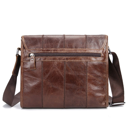 Men's Retro Leather Satchel - Oil Wax Finish & Casual Style