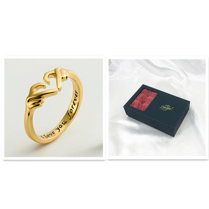Romantic Heart Hand Hug Ring - Silver Couple Jewellery