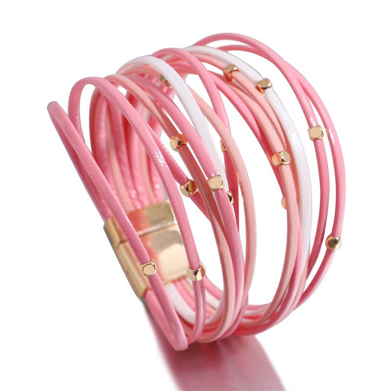 Vintage Beads Soft Leather Bracelet For Women