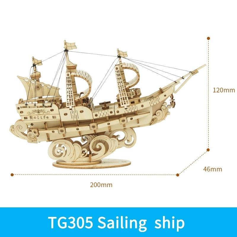 Robotime 3D Wooden Ship Puzzle – DIY Assembly Kit        4o