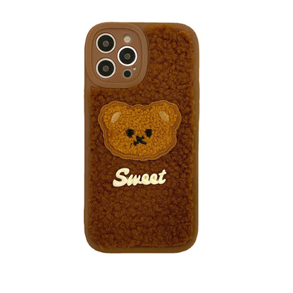 Plush Embroidered 3D Cute Teddy Bear Phone Case