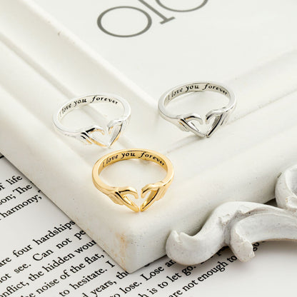Romantic Heart Hand Hug Ring - Silver Couple Jewellery