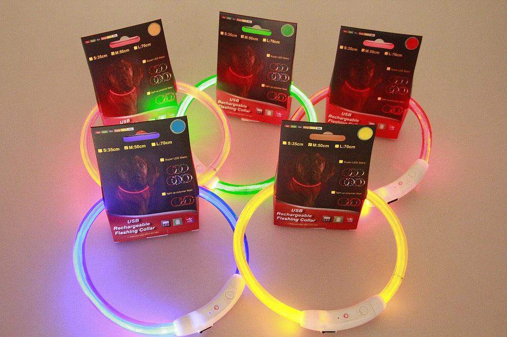 USB LED Pet Collar – Rechargeable Glow Safety Necklace