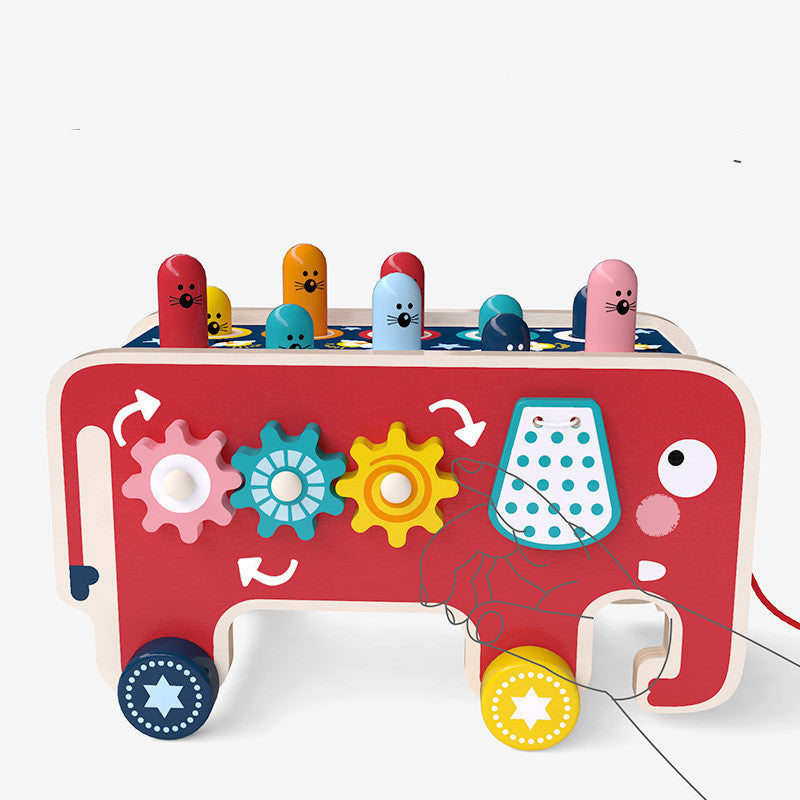 Montessori Wooden Pounding Bench – Educational Animal Bus Toy