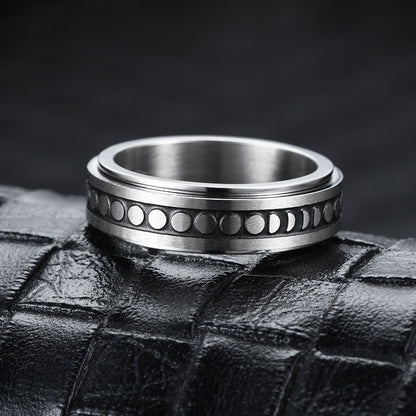 Stainless Steel Spinner Ring – Moon & Stars Anxiety Relief