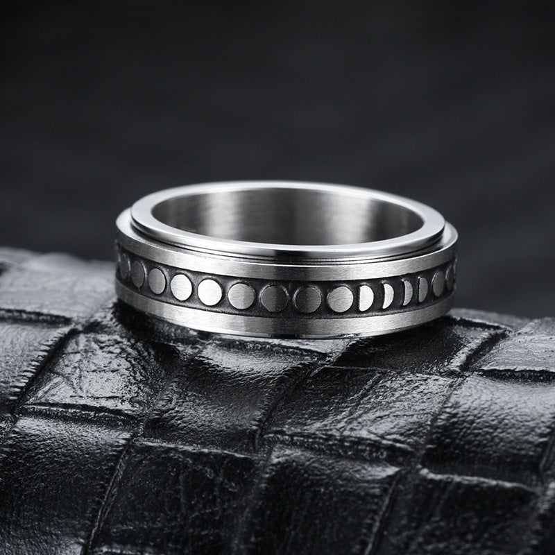 Stainless Steel Spinner Ring – Moon & Stars Anxiety Relief