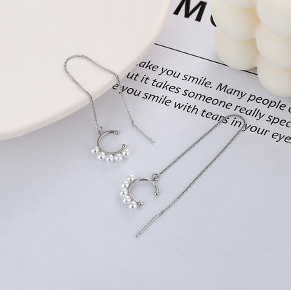 New Chain One-piece Pearl Ear Bone Clip Earrings For Women
