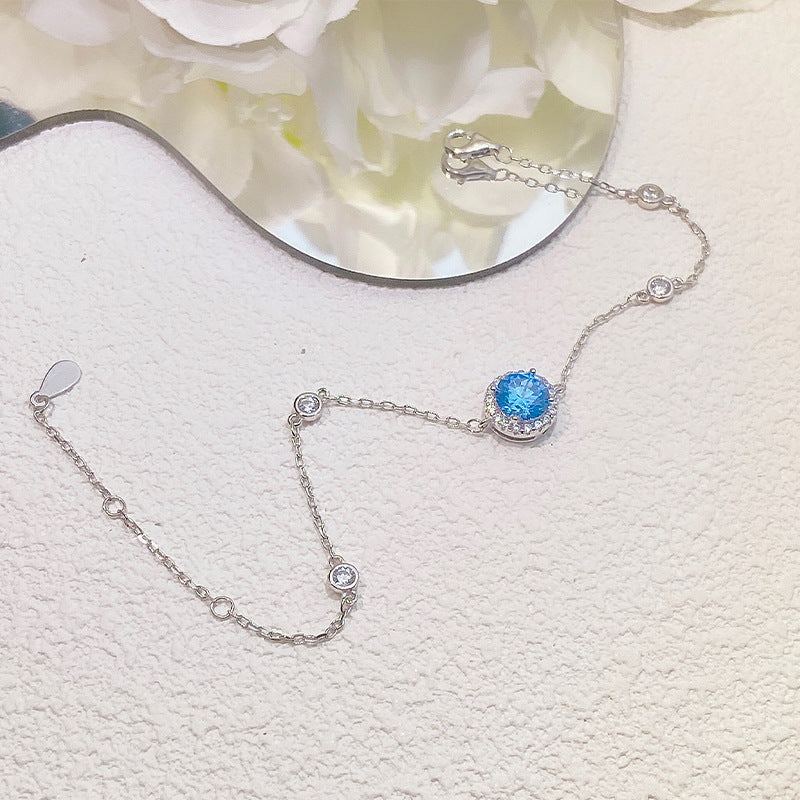 Sterling Silver Inlaid Zirconium Bracelet