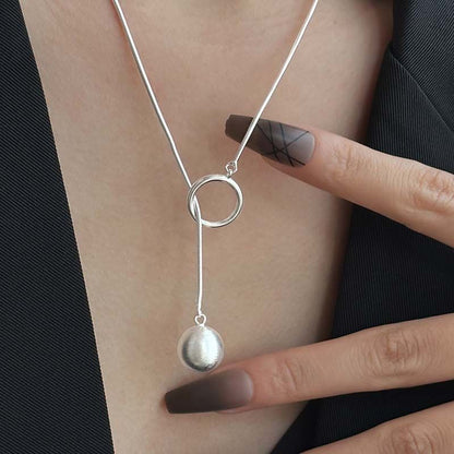Round Ball Pendant Sweater Necklace