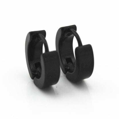SI ME Punk Black Hoop Earrings Unisex Jewellery