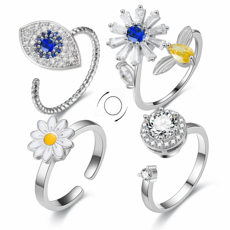 Turnable Fidget Spinner Flower Ring for Women