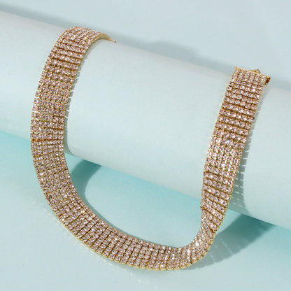 Trendy Girl Full Rhinestone Necklace Alloy Necklace