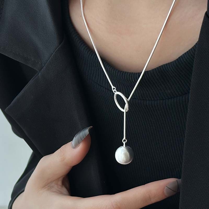 Round Ball Pendant Sweater Necklace