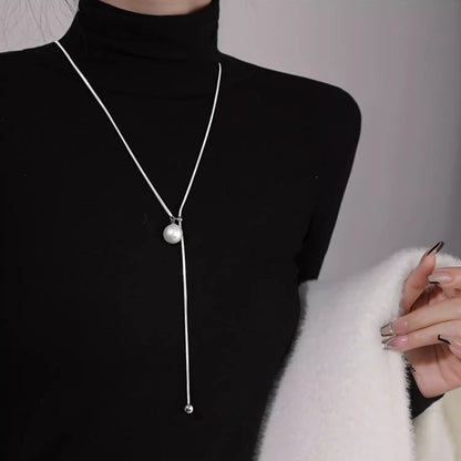 Round Ball Pendant Sweater Necklace