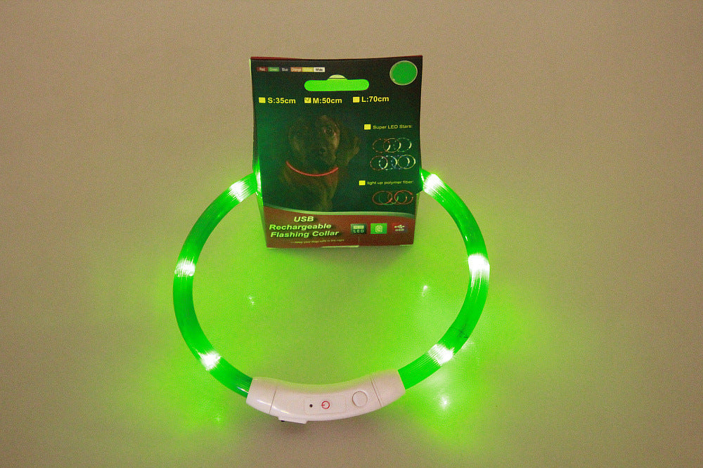 USB LED Pet Collar – Rechargeable Glow Safety Necklace