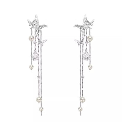 Super Fairy Asterism Pearl Tassel Earrings Long Light Luxury