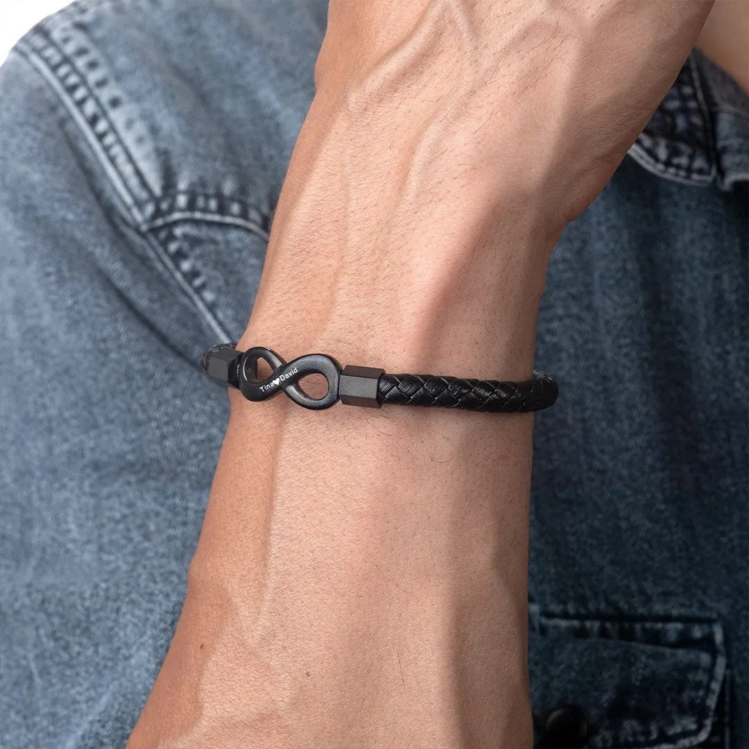 Custom Names Infinity Leather Bracelet