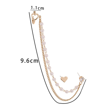 Korean Pearl Earbone Clip No-Hole Love Earrings