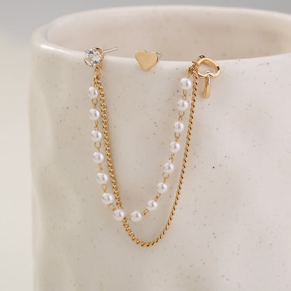 Korean Pearl Earbone Clip No-Hole Love Earrings