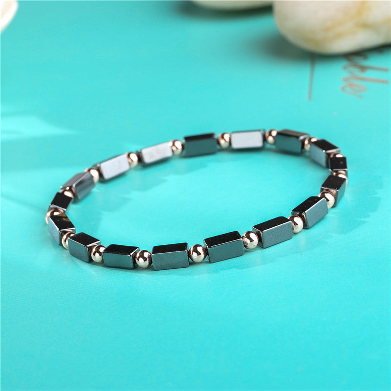 Men's Black Iron Stone Woven Bracelet Set
