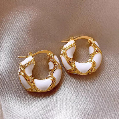 Trendy Enamel Color Metal Hoop Earrings