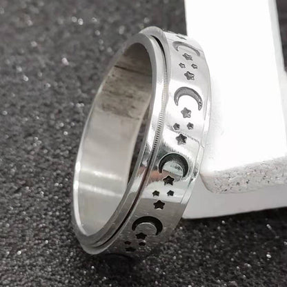 Stainless Steel Spinner Ring – Moon & Stars Anxiety Relief